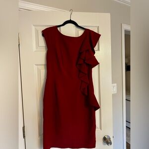 Elegant Red Ruffle Dress